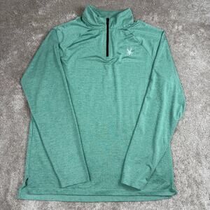 Spyder Active Long Sleeve Pullover Size L Green 1/4 Zip Performance Athletic